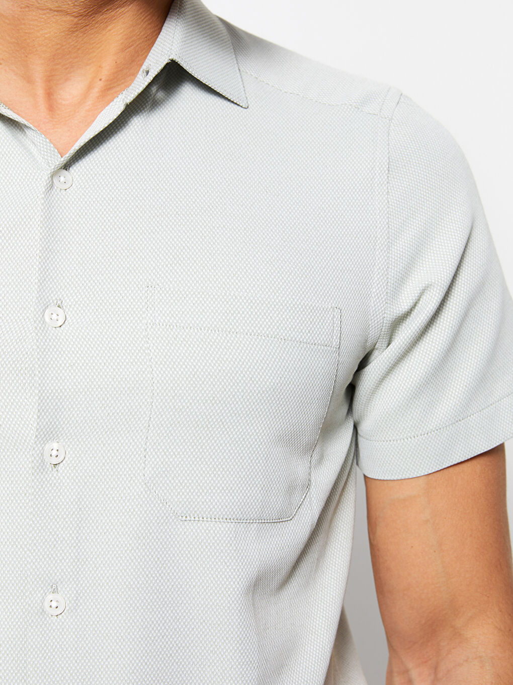 Slim Fit Short Sleeve Dobby Men's Shirt -S3CU86Z8-GYA