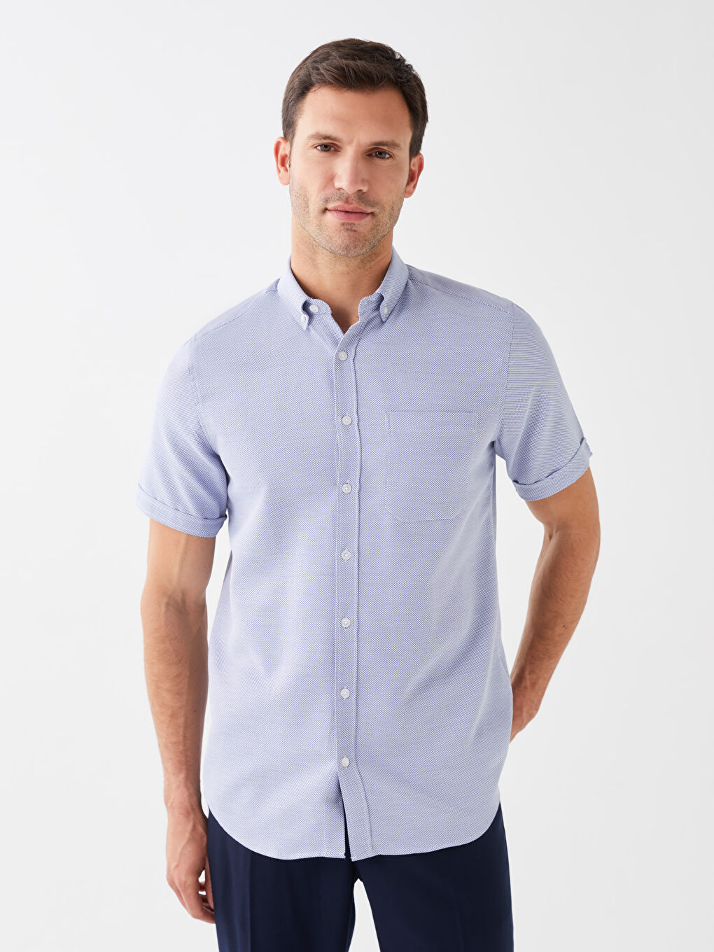 Regular Fit Short Sleeve Dobby Men's Shirt -S3CU87Z8-RYN