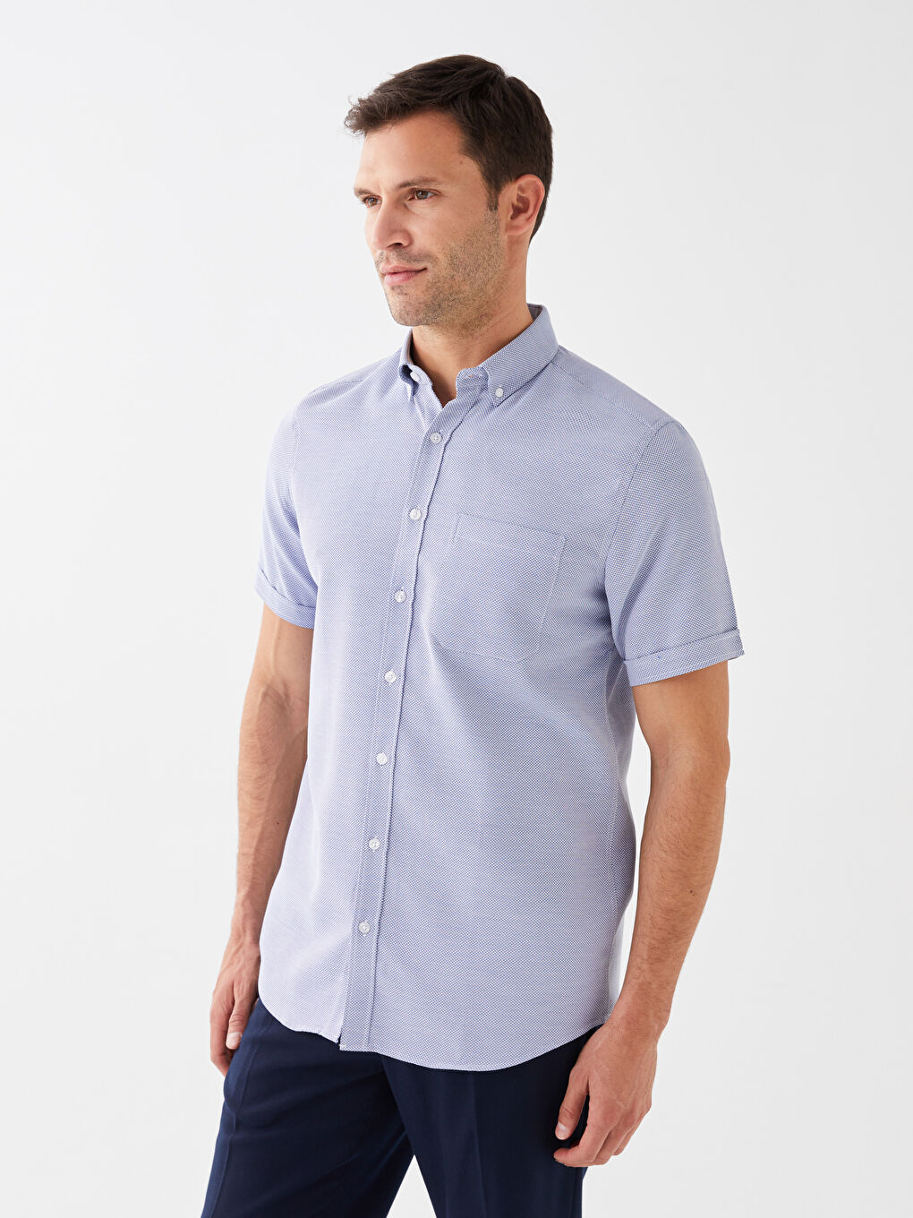Regular Fit Short Sleeve Dobby Men's Shirt -S3CU87Z8-RYN