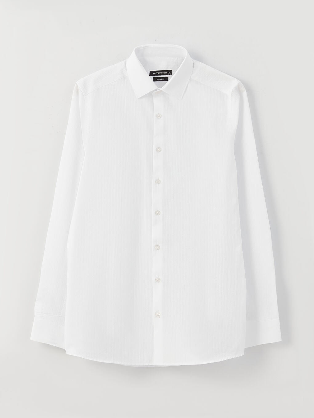 Beyaz Slim Fit Uzun Kollu Çizgili Poplin Erkek Gömlek-5