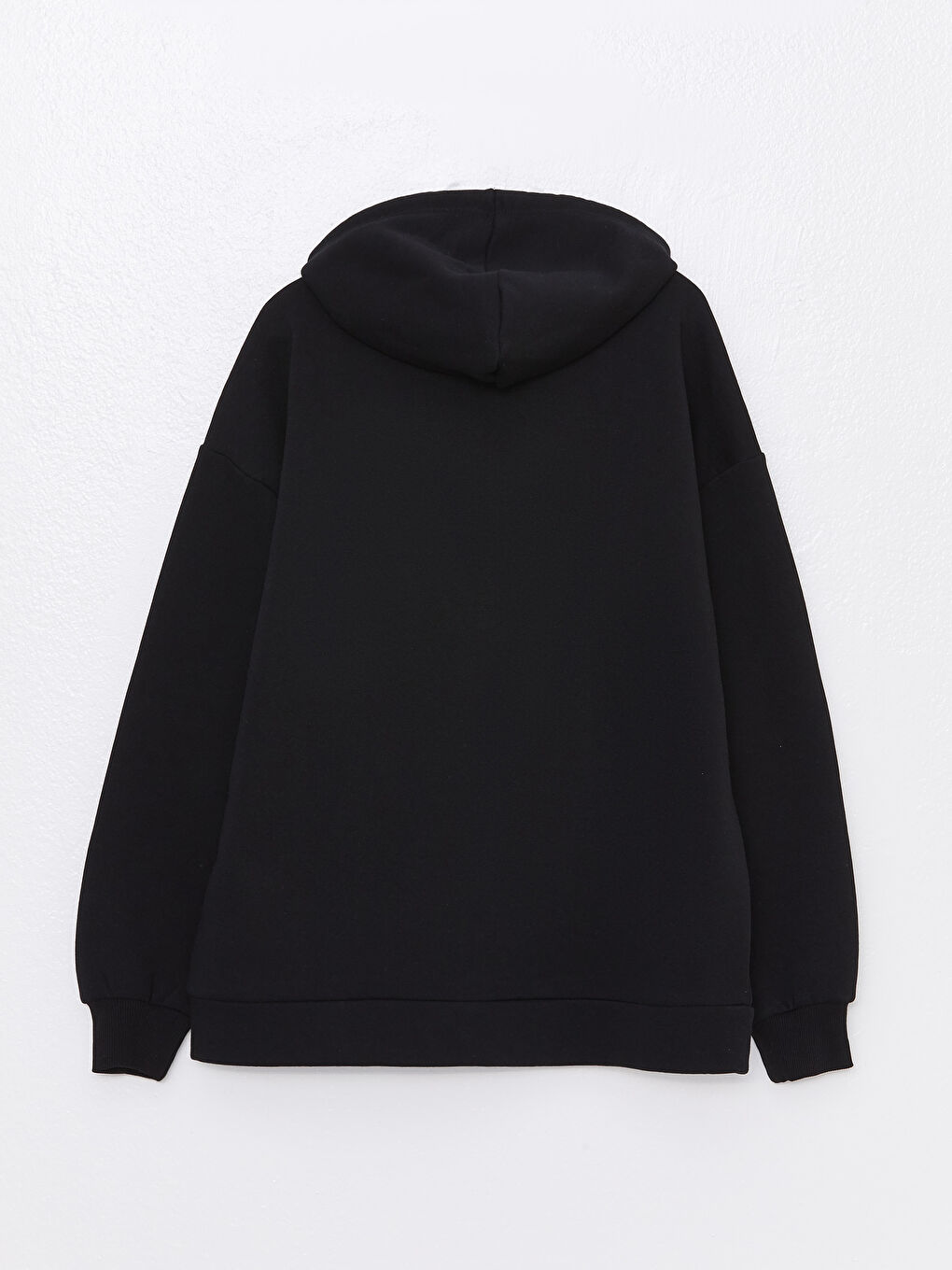 Siyah Kapüşonlu Düz Uzun Kollu Kadın Hırka-6