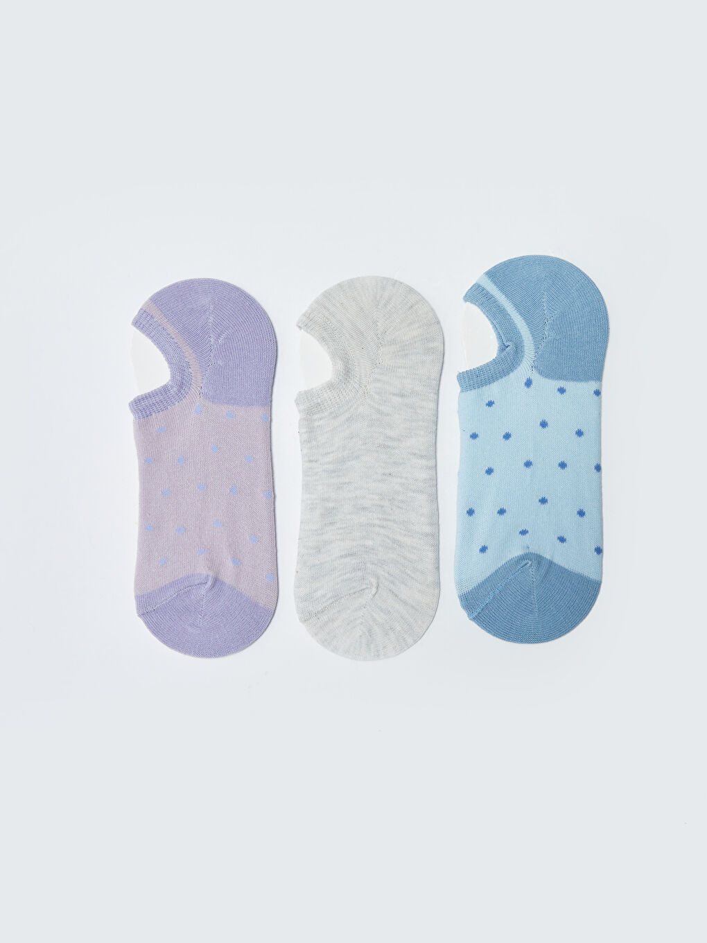 Lila Puantiyeli Kadın Patik Çorap 3'lü