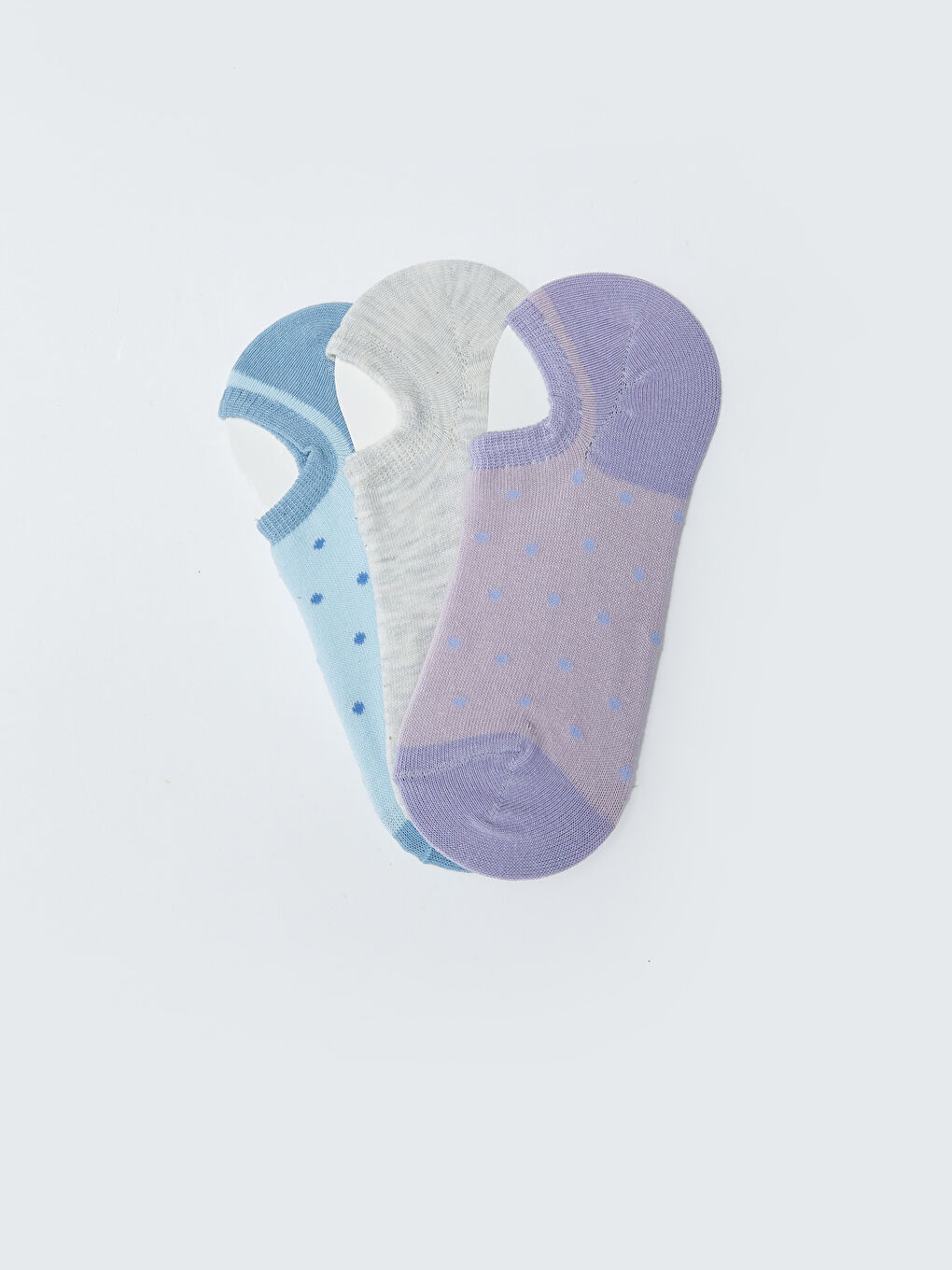 Lila Puantiyeli Kadın Patik Çorap 3'lü-1