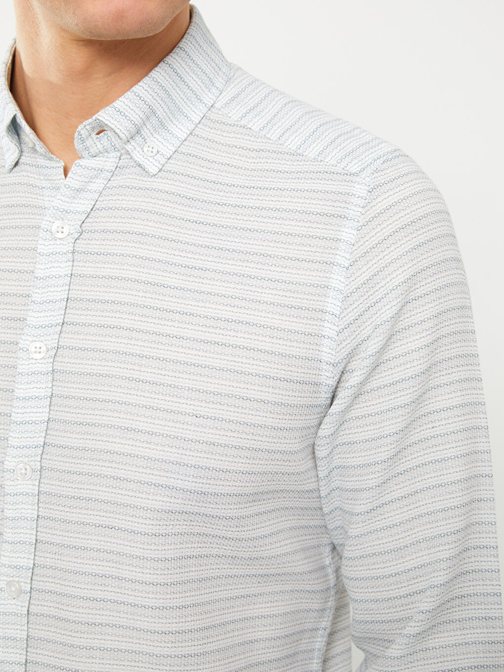 Chemise pour Hommes Slim Fit à Manches Longues en Popeline à Motifs-3