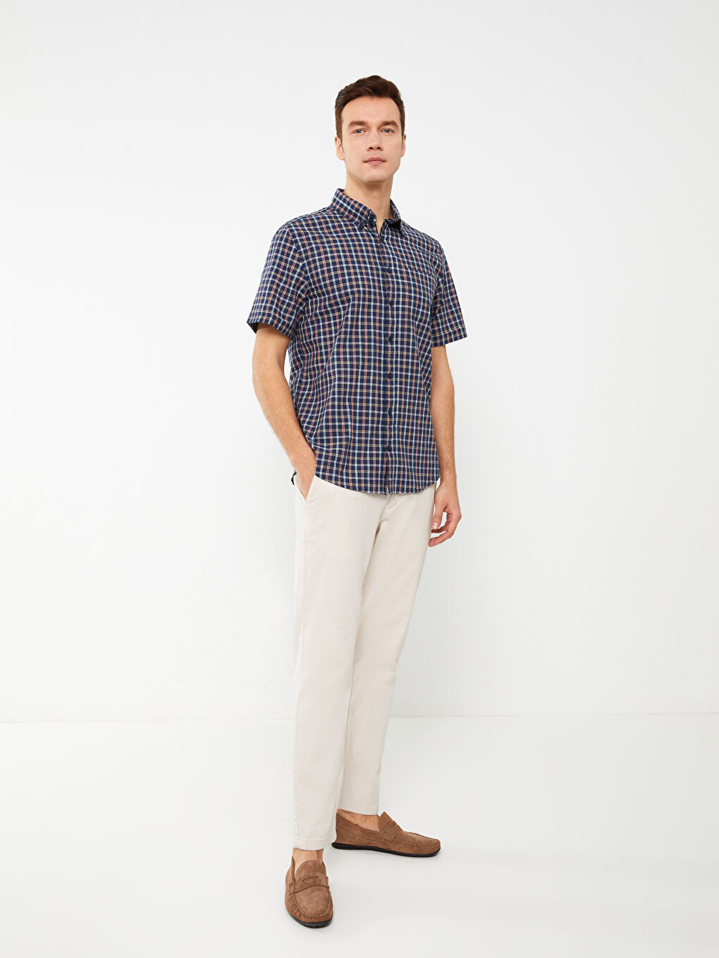 LC Waikiki Regular Fit Short Sleeve Plaid Poplin Men's Shirt