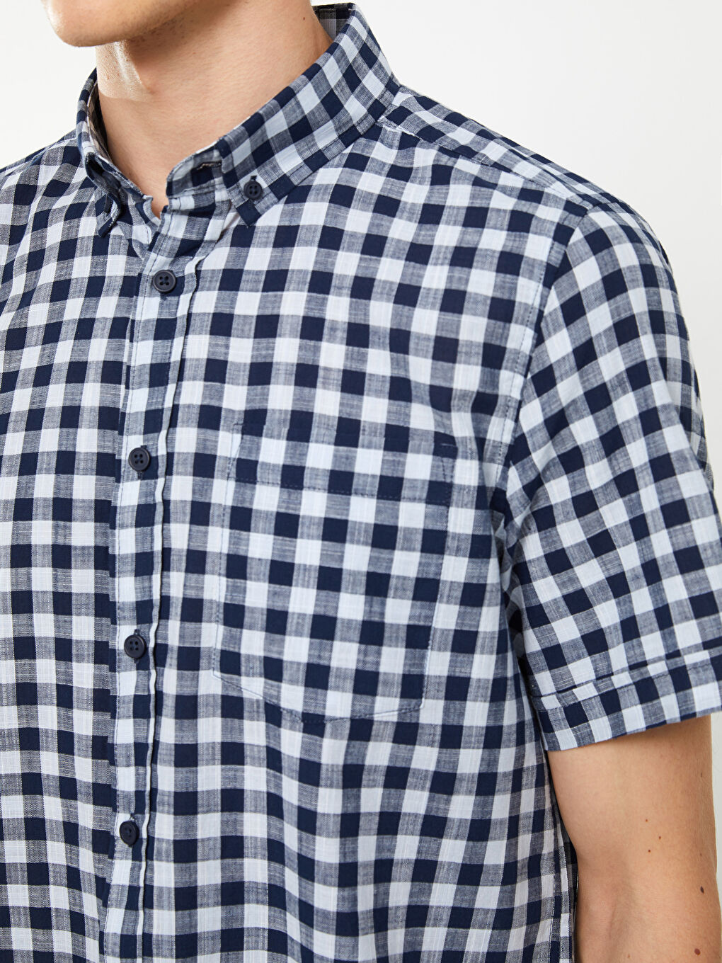 Mavi Regular Fit Kısa Kollu Ekose Poplin Erkek Gömlek-3