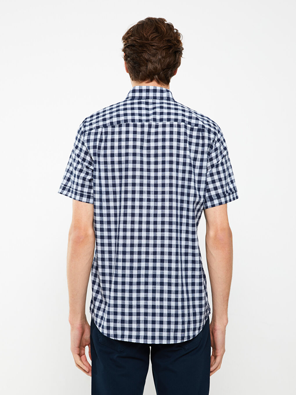 Mavi Regular Fit Kısa Kollu Ekose Poplin Erkek Gömlek-4