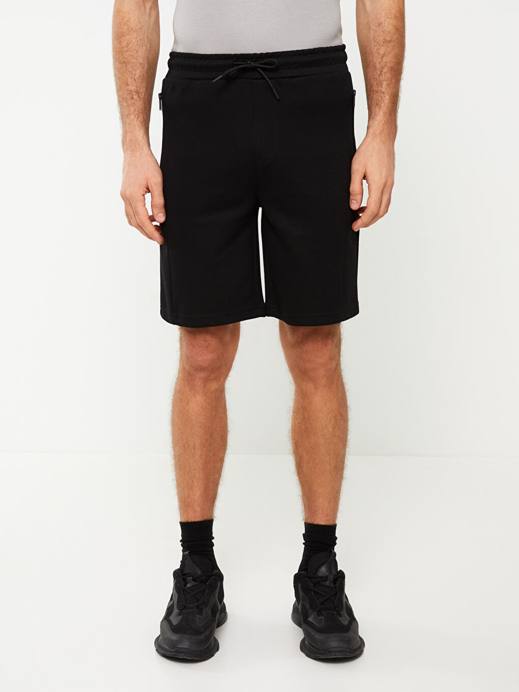 Siyah Slim Fit Erkek Bermuda Şort-3