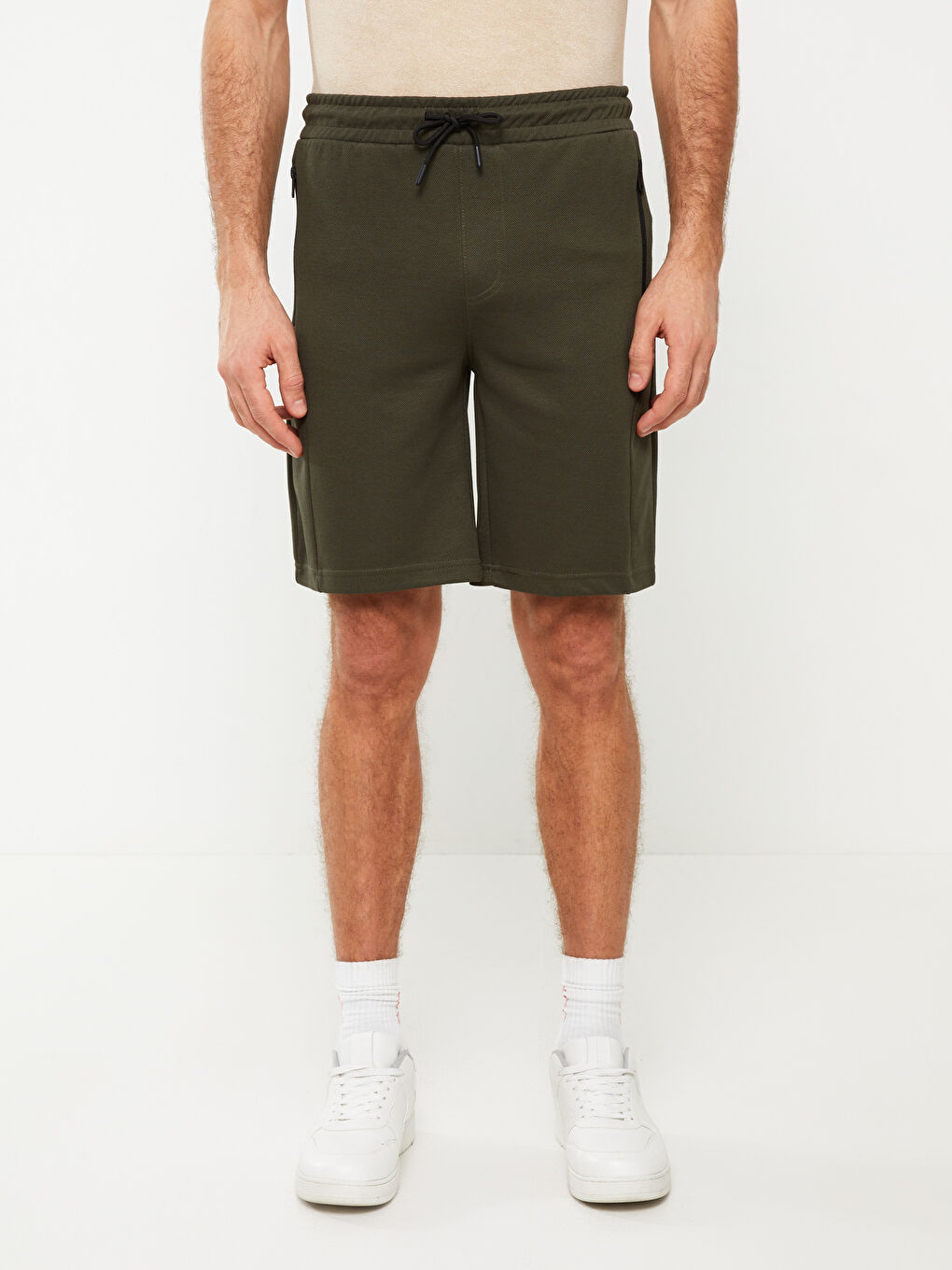 Haki Slim Fit Erkek Bermuda Şort-3