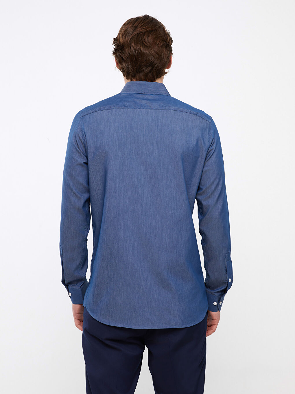 Рубашка Мужская Слим Фит С Длинным Рукавом Из Поплина-4