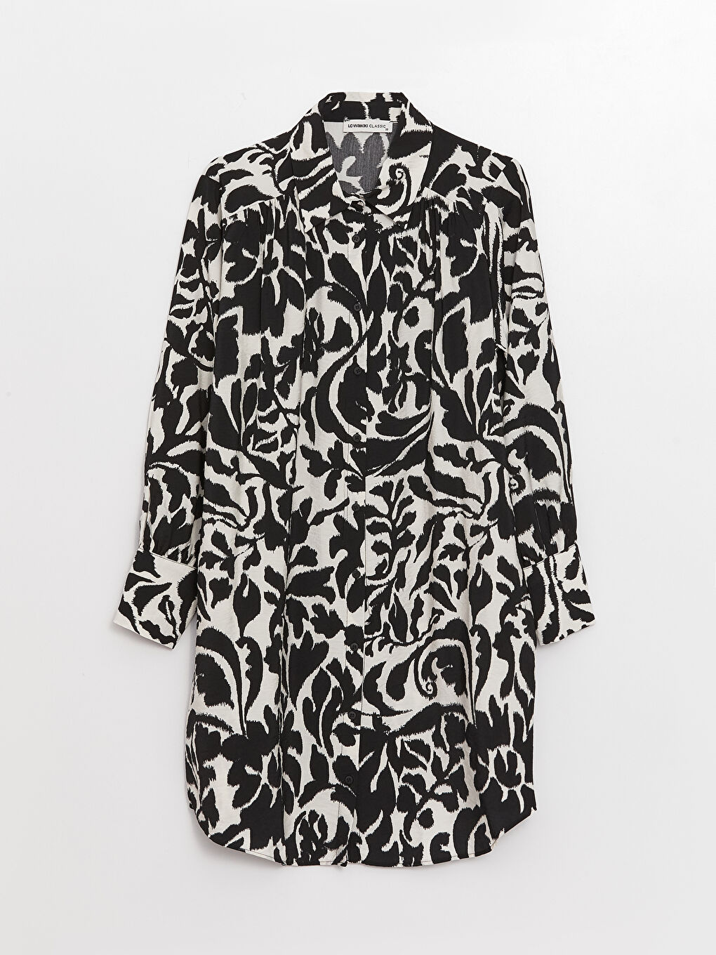 Ekru Desenli Kadın Gömlek Tunik-5