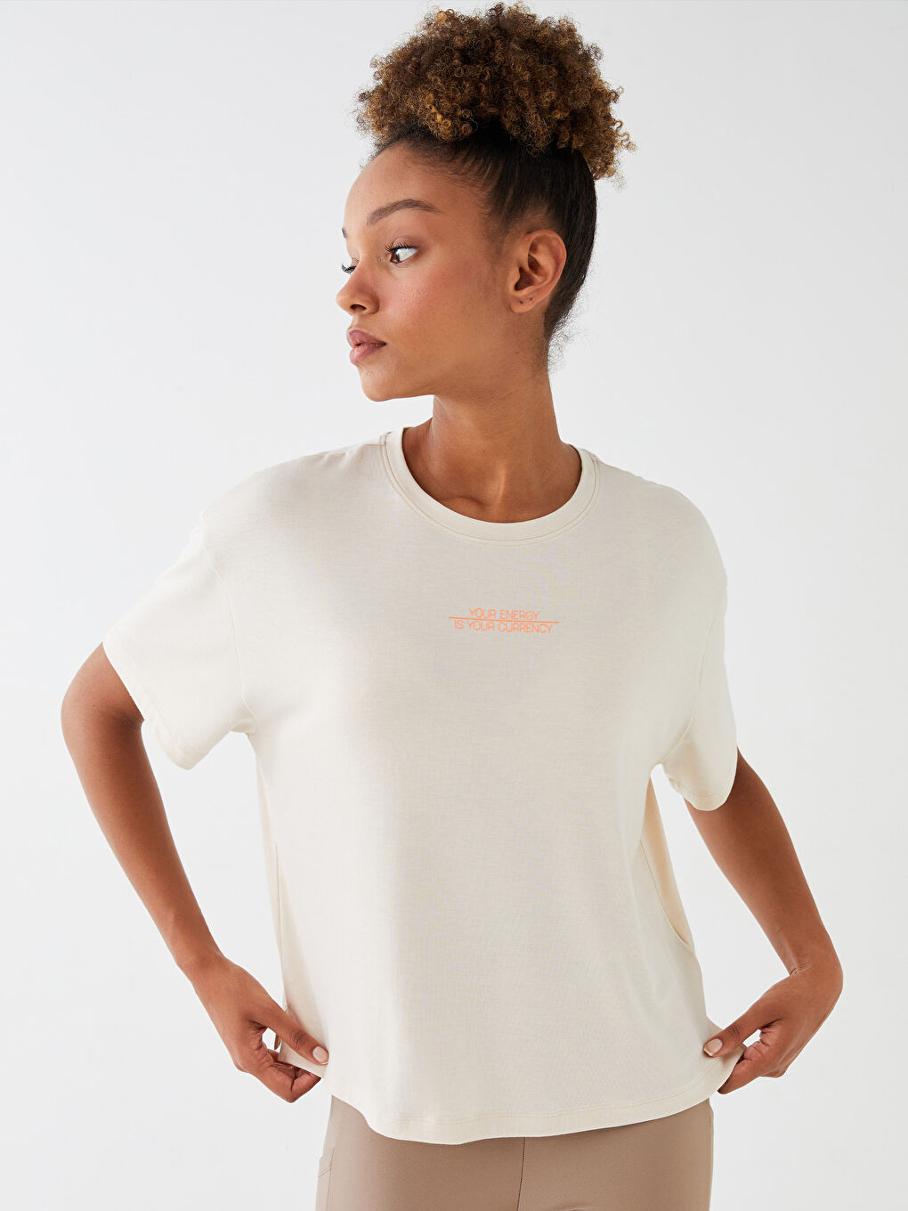 LCW SPORT Crew Neck Printed Short Sleeve Oversize Women's T-Shirt -S3CV25Z8-FZJ