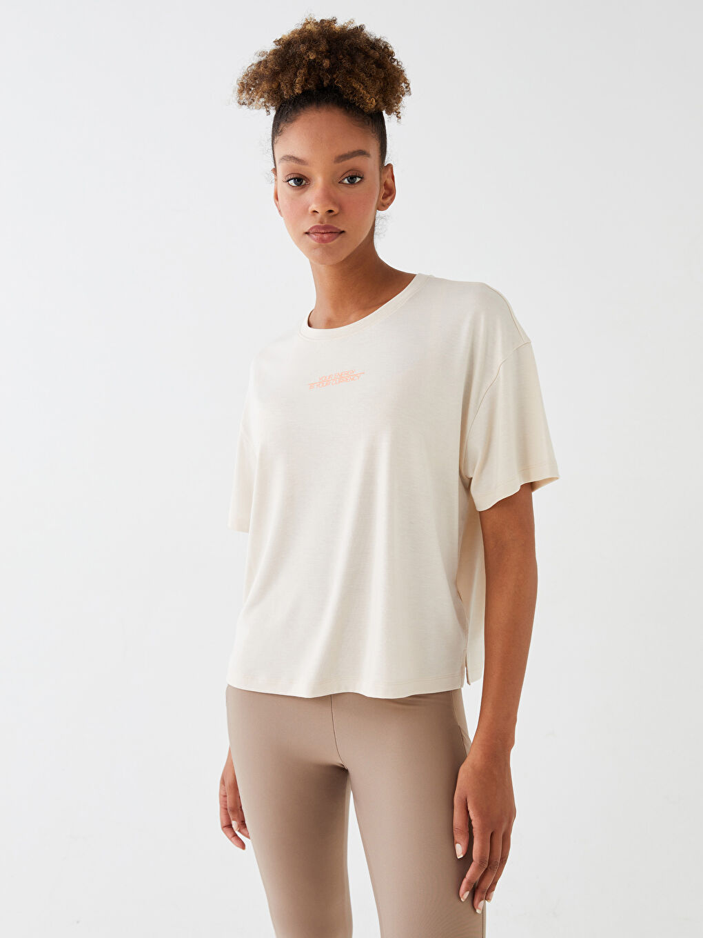 LCW SPORT Crew Neck Printed Short Sleeve Oversize Women's T-Shirt -S3CV25Z8-FZJ
