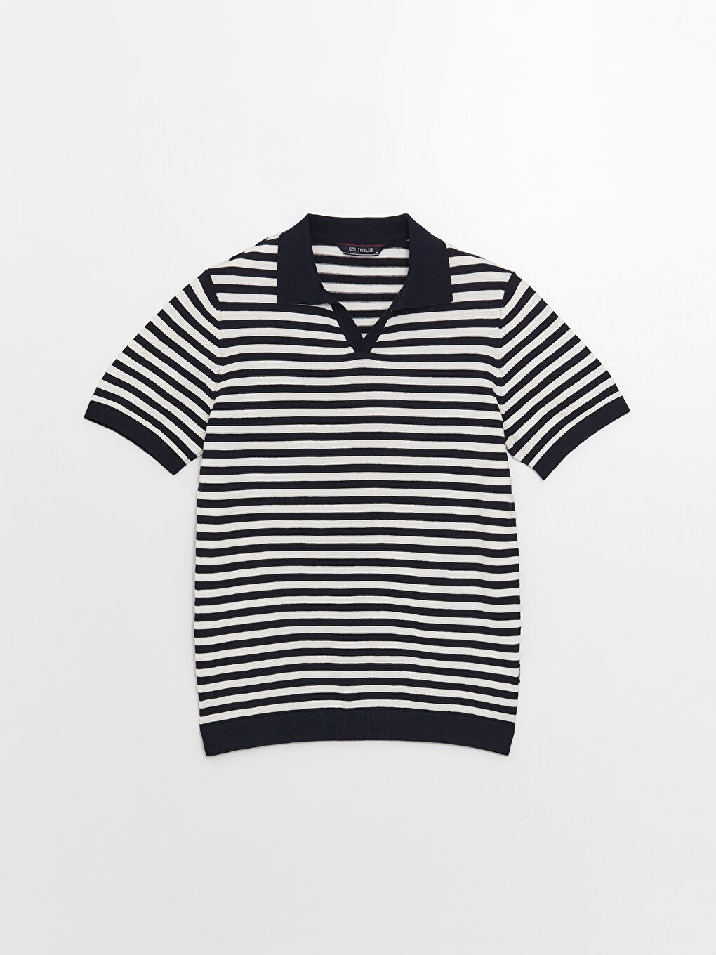 Водолазка Мужская Трикотажная Кофта в Полоску с Коротким Рукавом-5