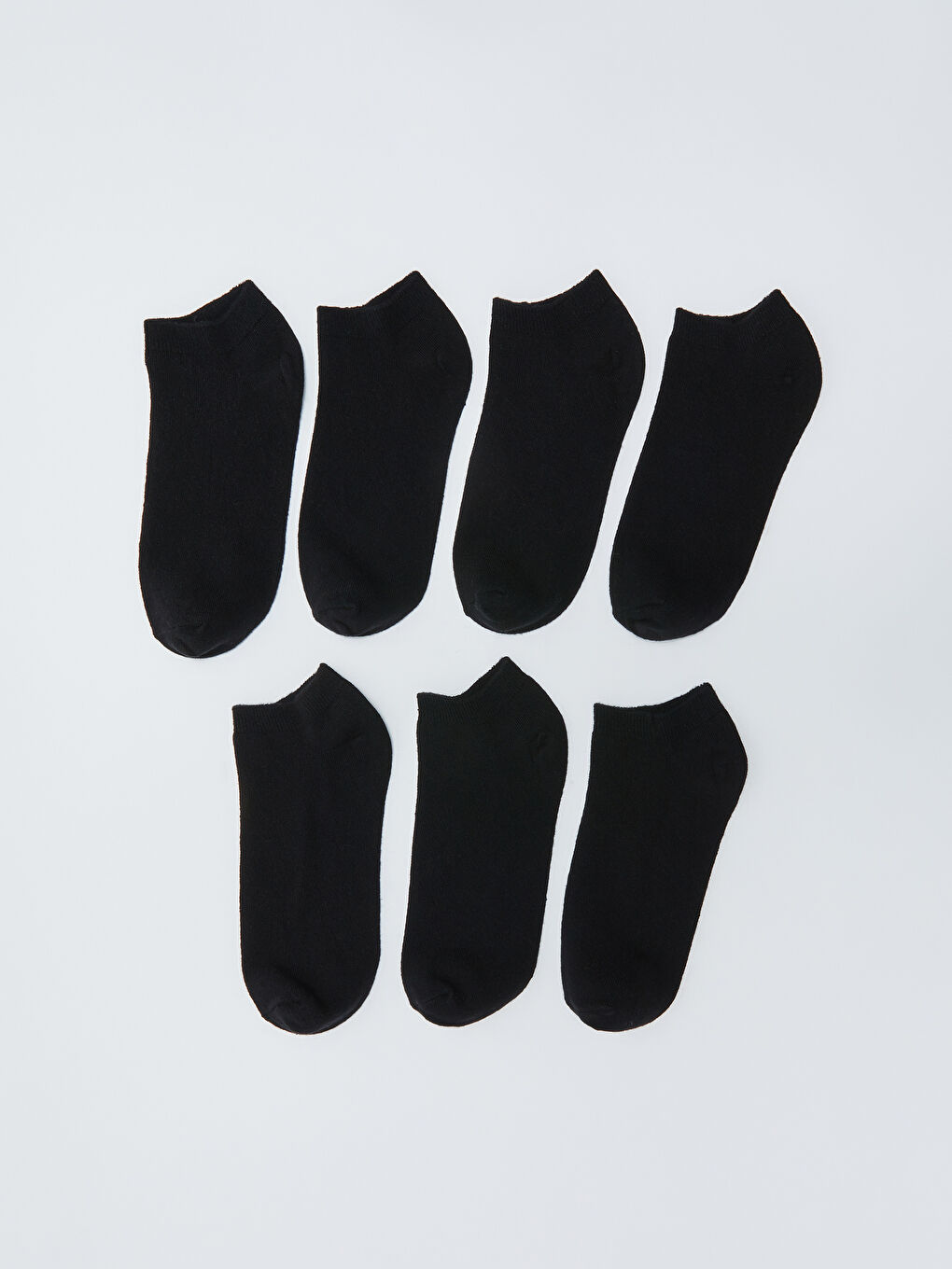 Siyah Kadın Düz Patik Çorap 7'li-1