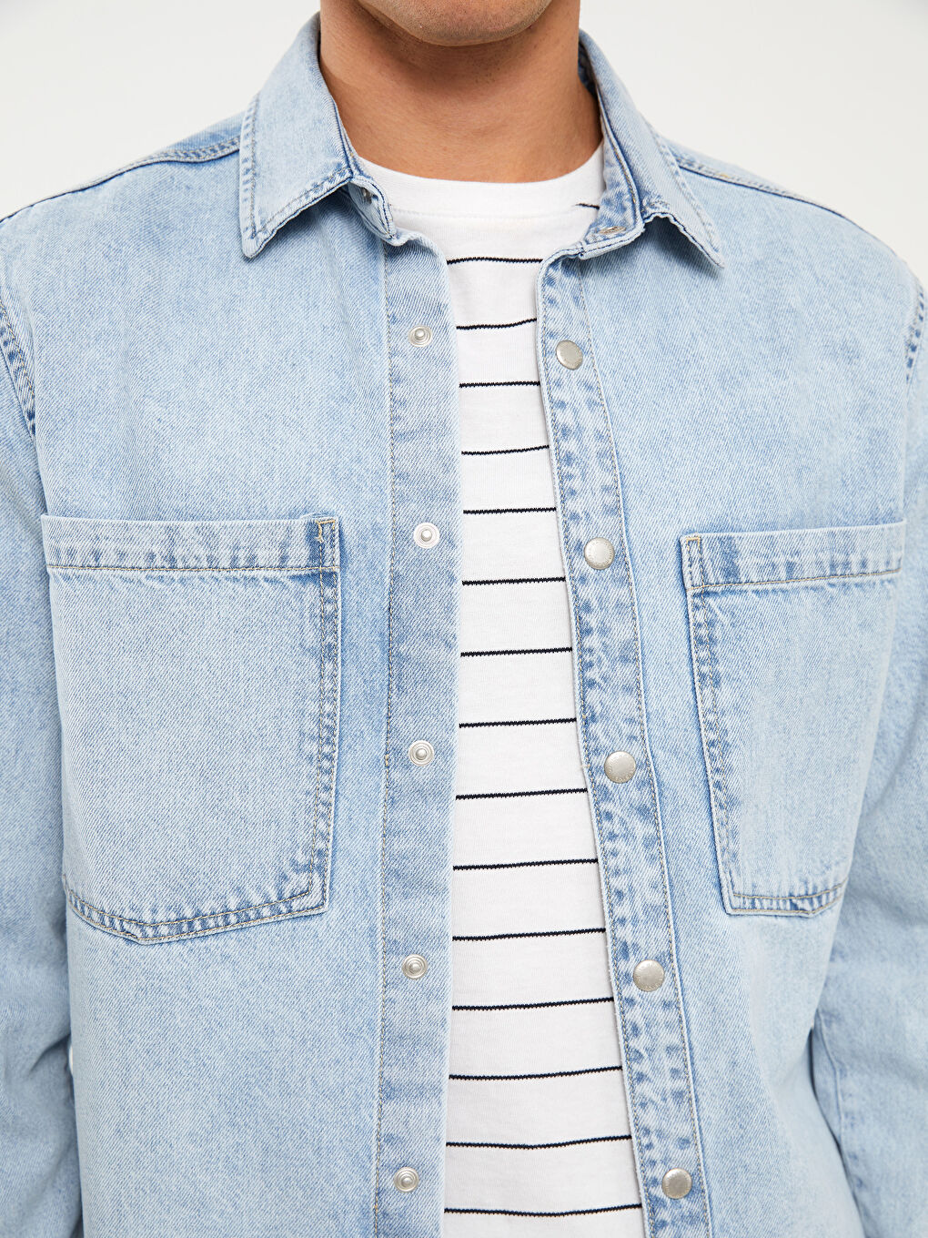 Standard Pattern Men's Jean Shirt Jacket-3