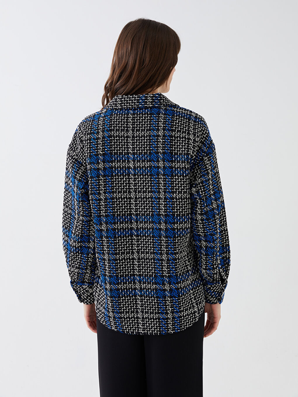 Plaid Long Sleeve Women's Shirt Jacket -S3CV78Z8-LN6