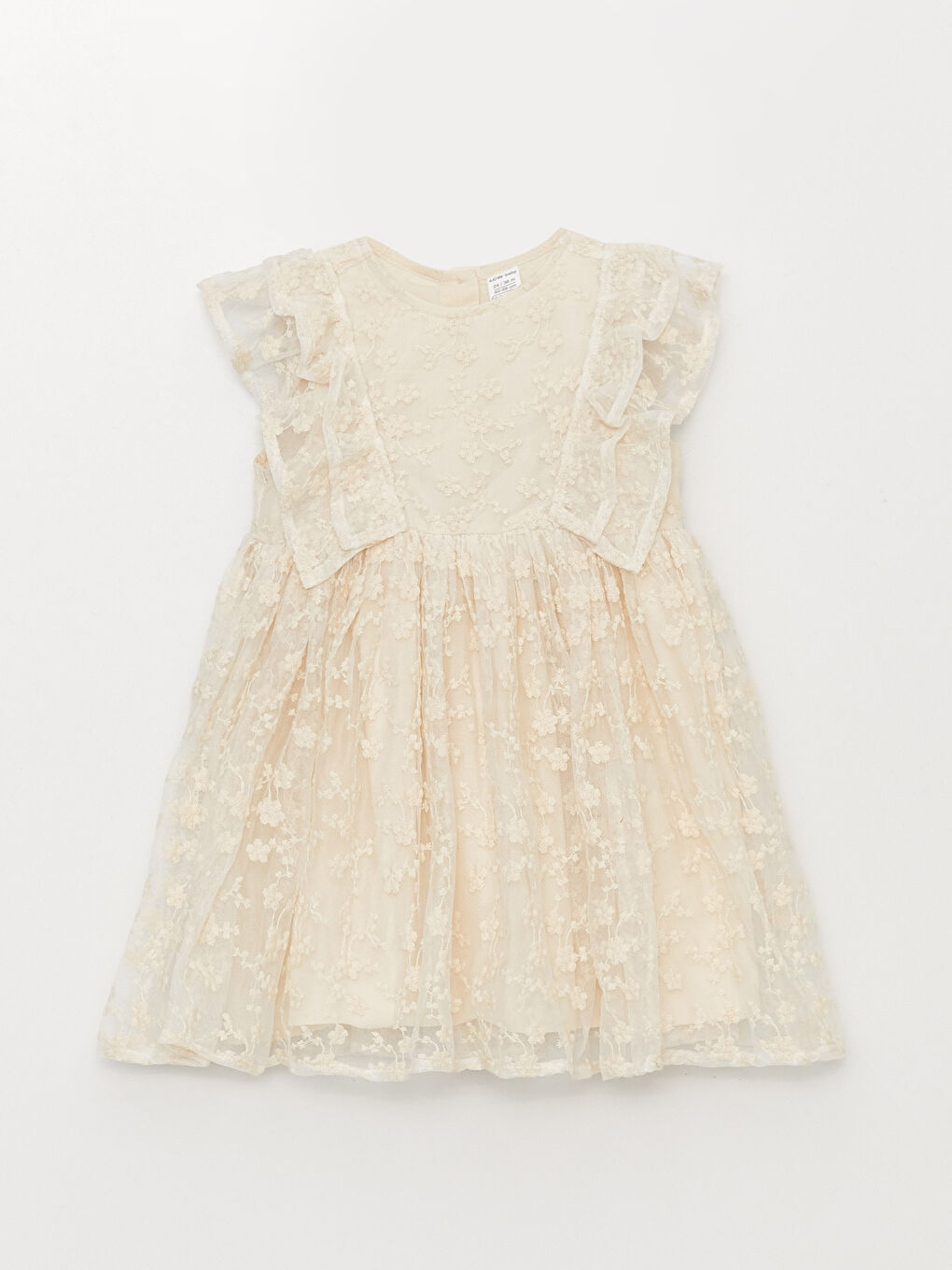 فستان بناتي رضع بتفاصيل تطريز وأكمام قصيرة ورقبة دائرية-8