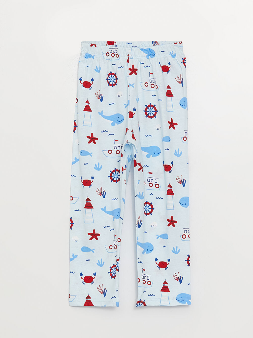 Mavi Polo Yaka Uzun Kollu Desenli Erkek Bebek Pijama Takımı-2