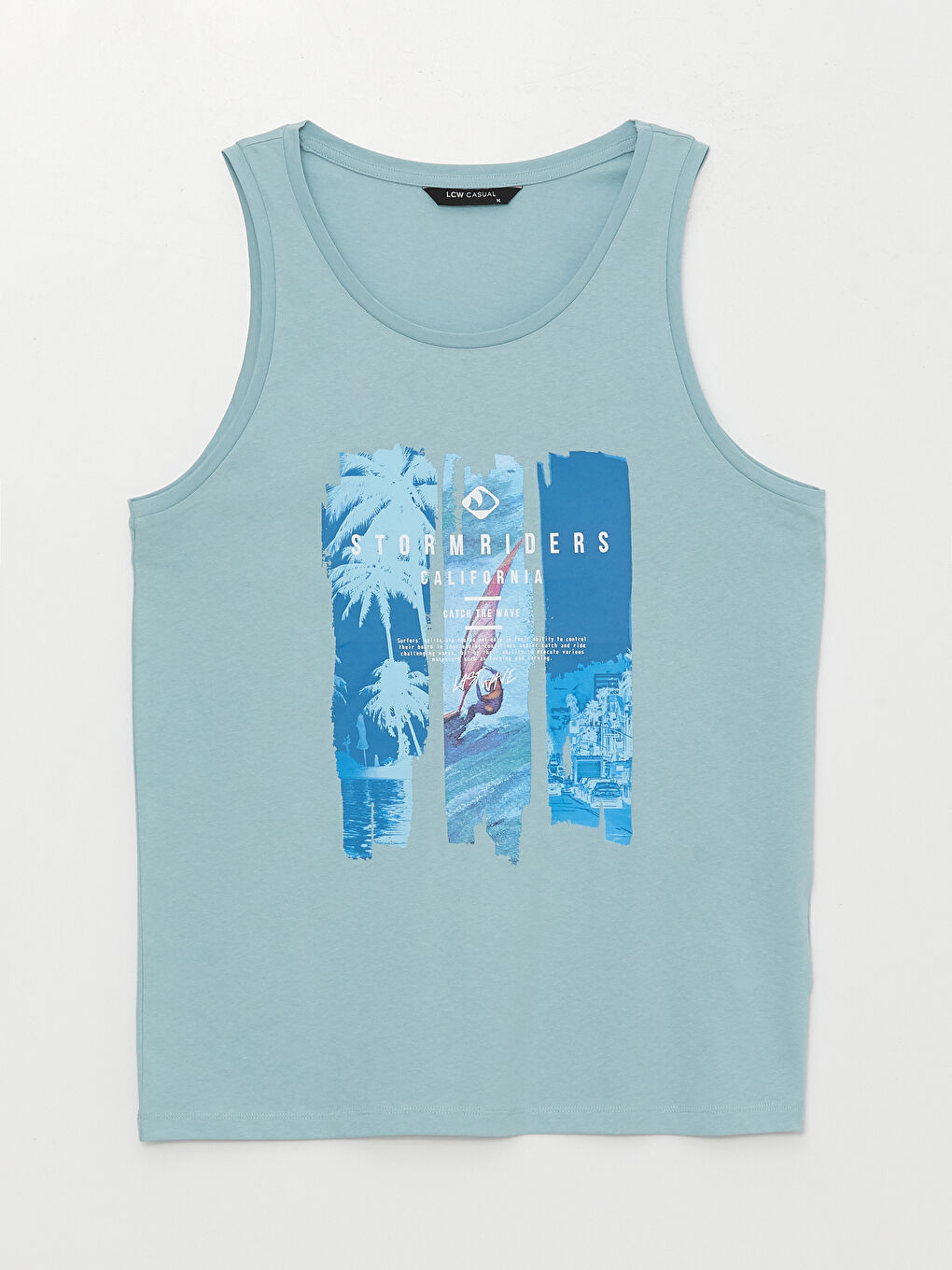 T-shirt sans manches en jersey imprimé à col rond pour hommes-5
