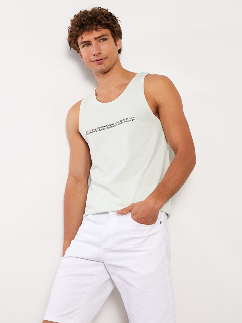 Crew Neck Printed Jersey Men's Sleeveless T-Shirt