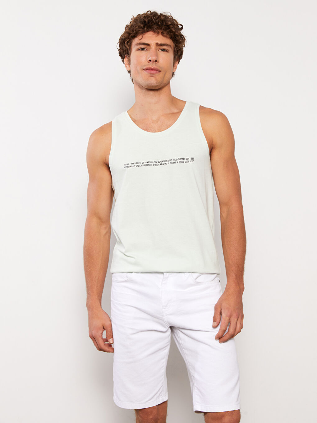 Crew Neck Printed Jersey Men's Sleeveless T-Shirt-2