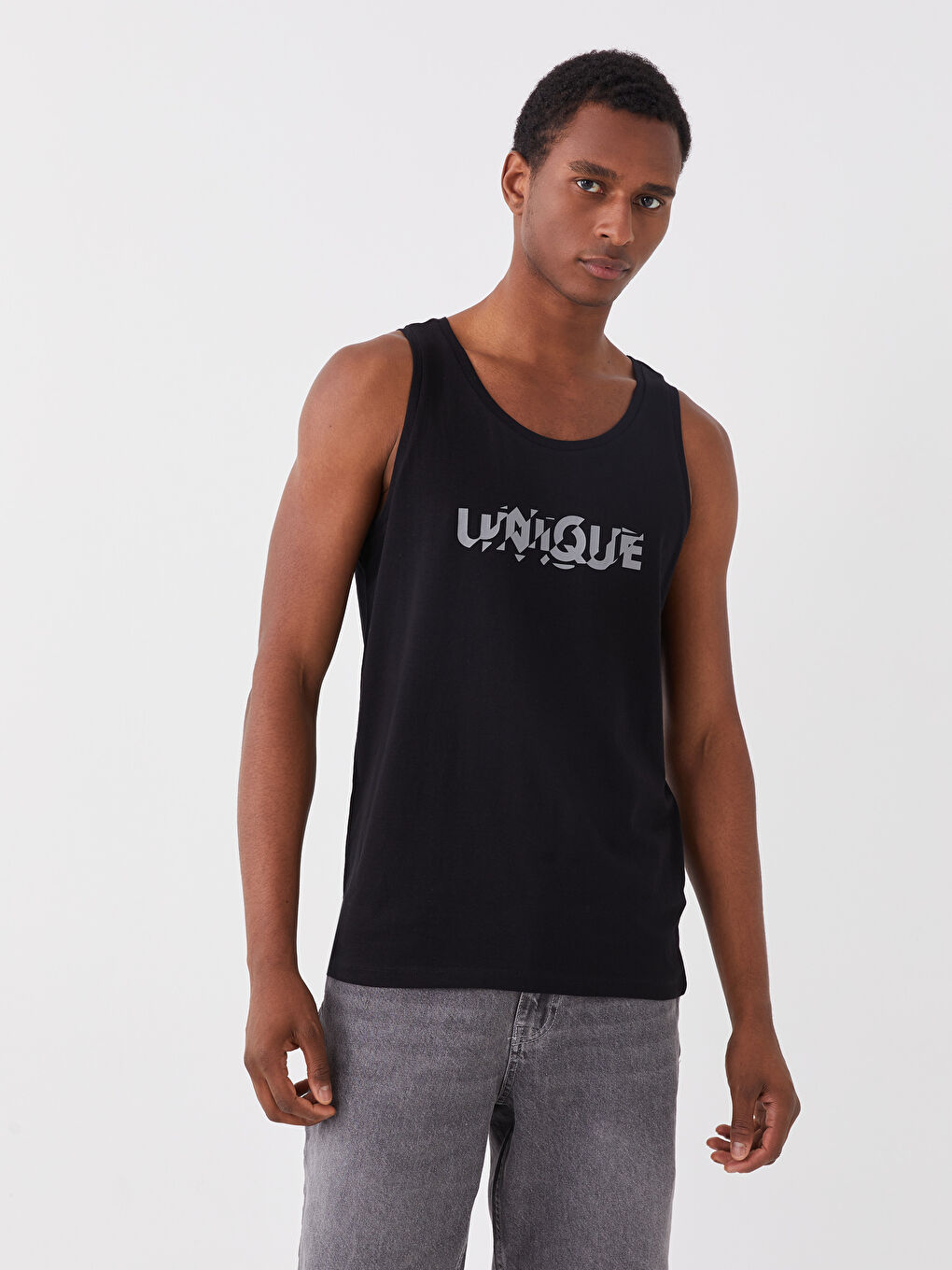 Crew Neck Printed Jersey Men's Sleeveless T-Shirt-1