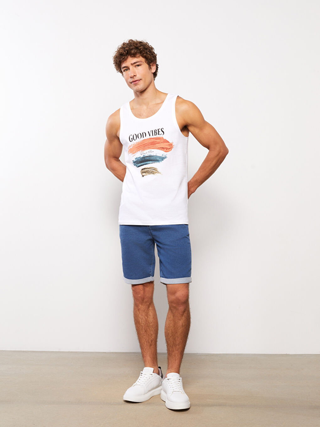 Crew Neck Printed Jersey Men's Sleeveless T-Shirt-3