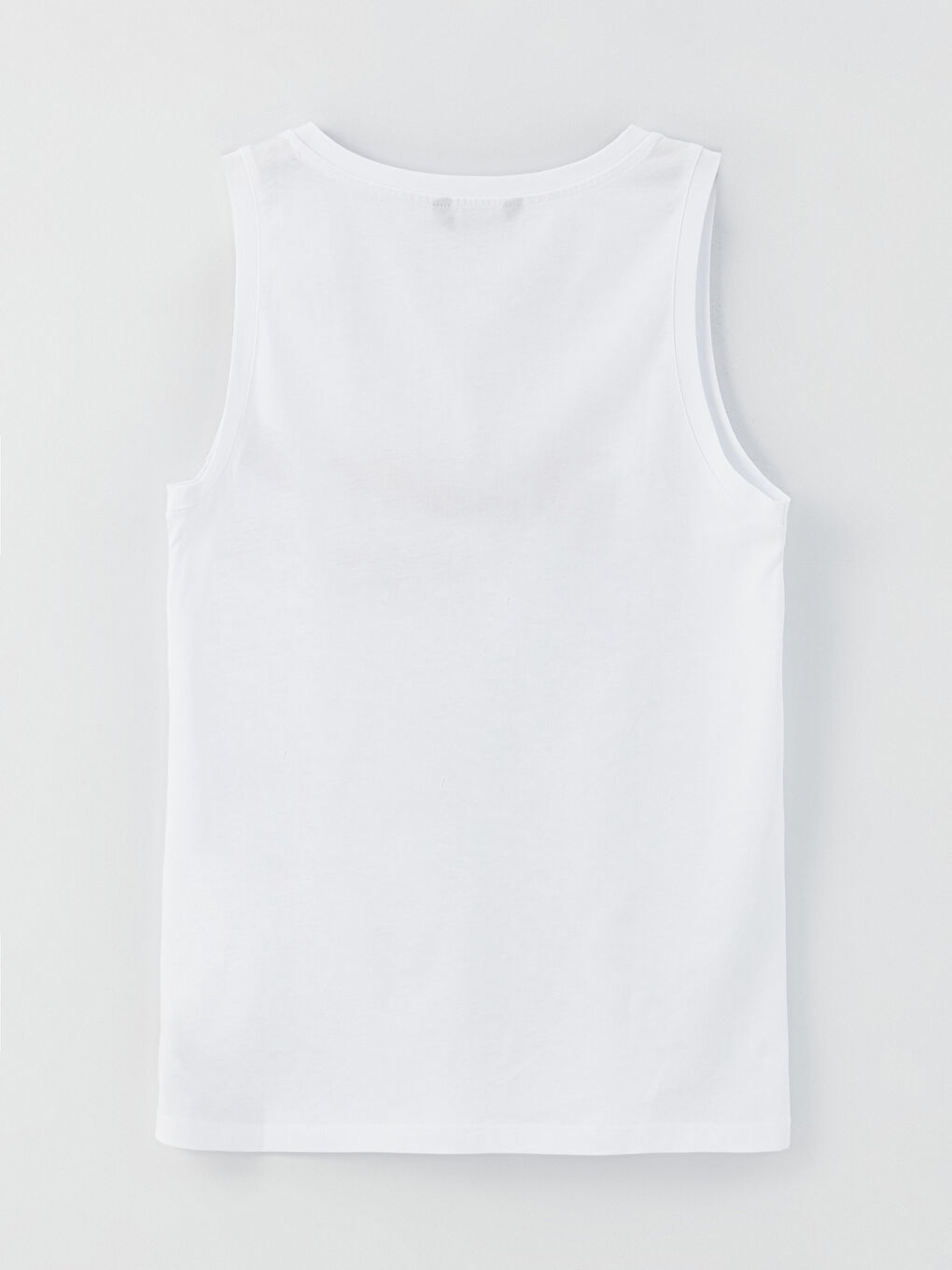 Beyaz Bisiklet Yaka Baskılı Penye Erkek Kolsuz Tişört-6