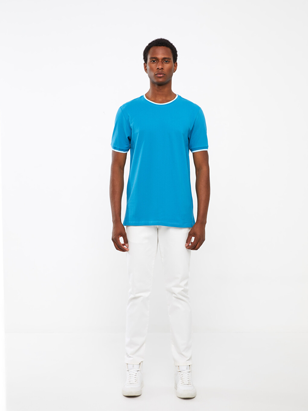 Crew Neck Short Sleeve Pique Men's T-shirt-1