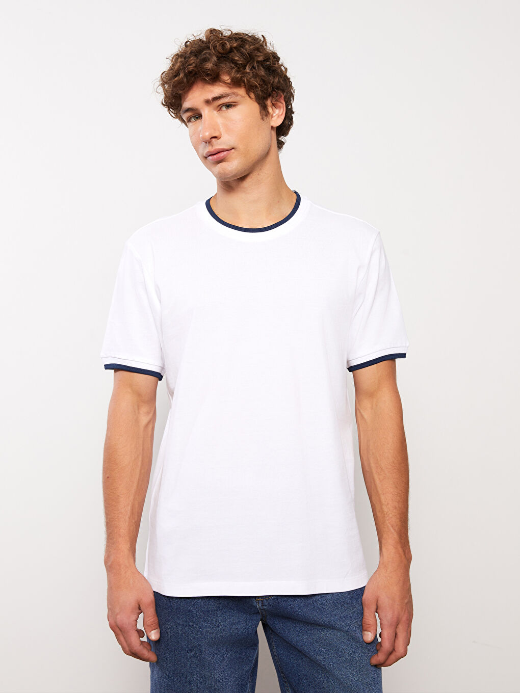 Crew Neck Short Sleeve Pique Men's T-Shirt-1