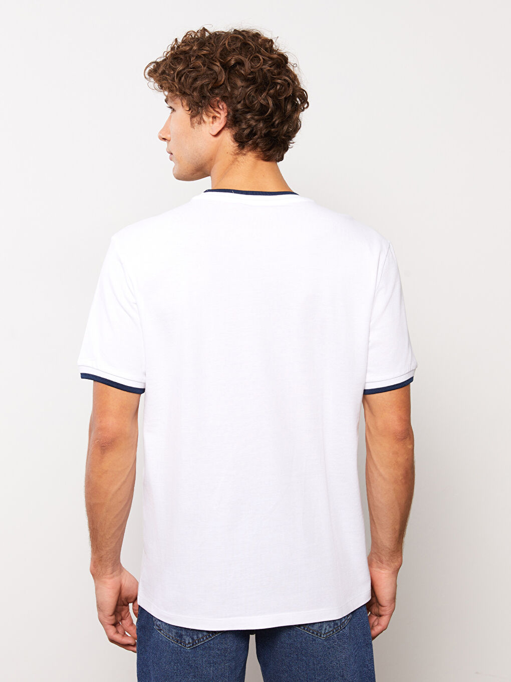 Crew Neck Short Sleeve Pique Men's T-Shirt-4
