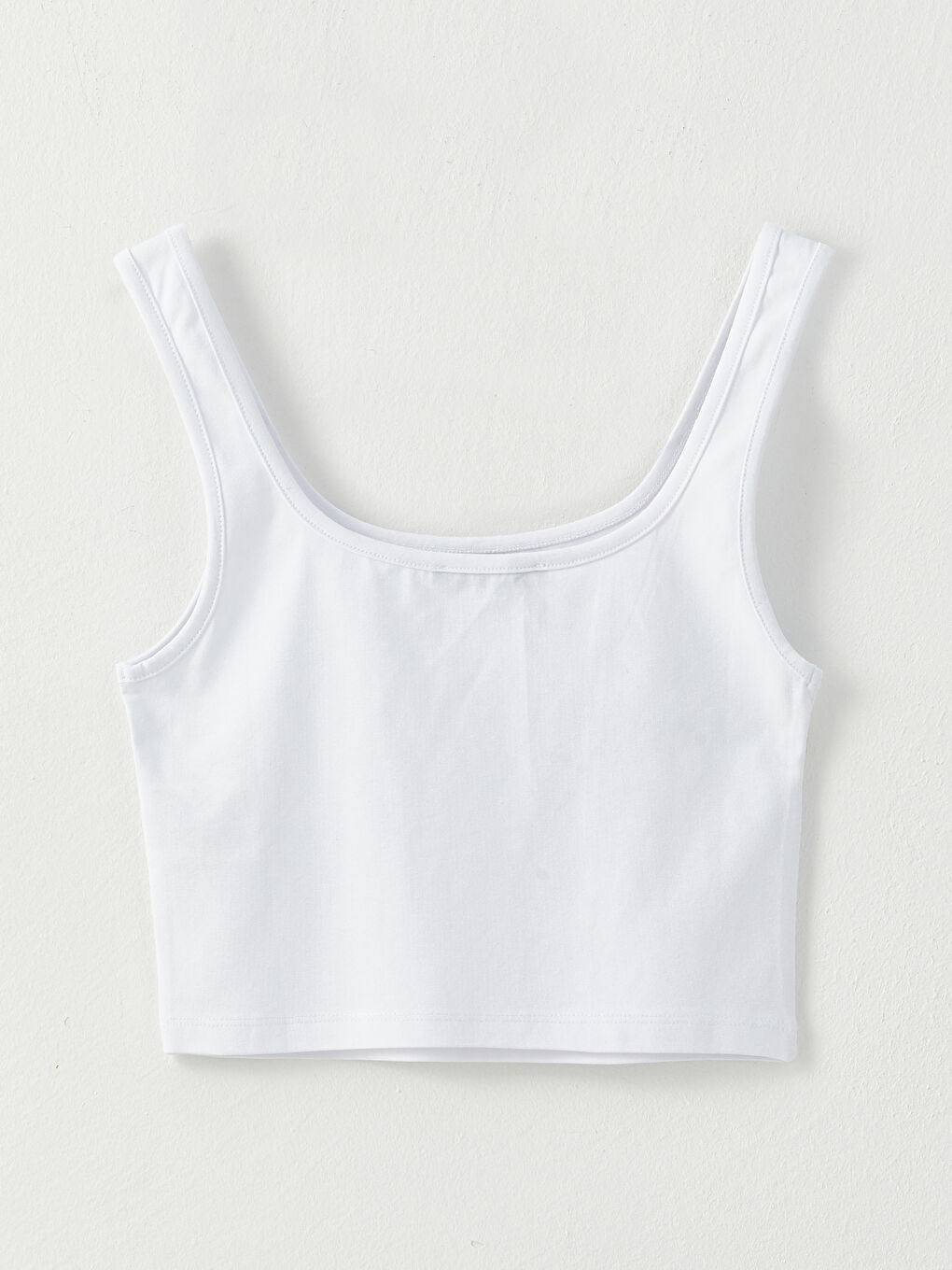 Beyaz U Yaka Askılı Kadın Crop-6