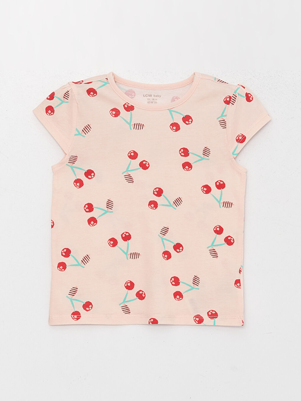 Crew Neck Short Sleeve Patterned Baby Girl Pajamas Set-1