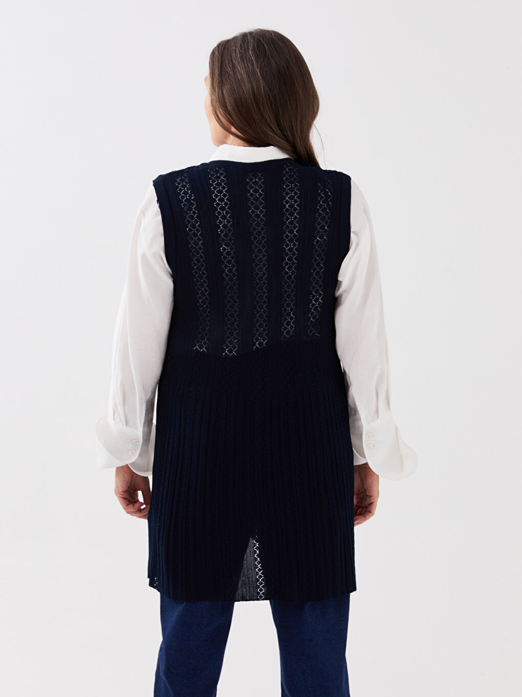 V-Neck Patterned Women's Knitwear Vest -S3CY06Z8-E1J