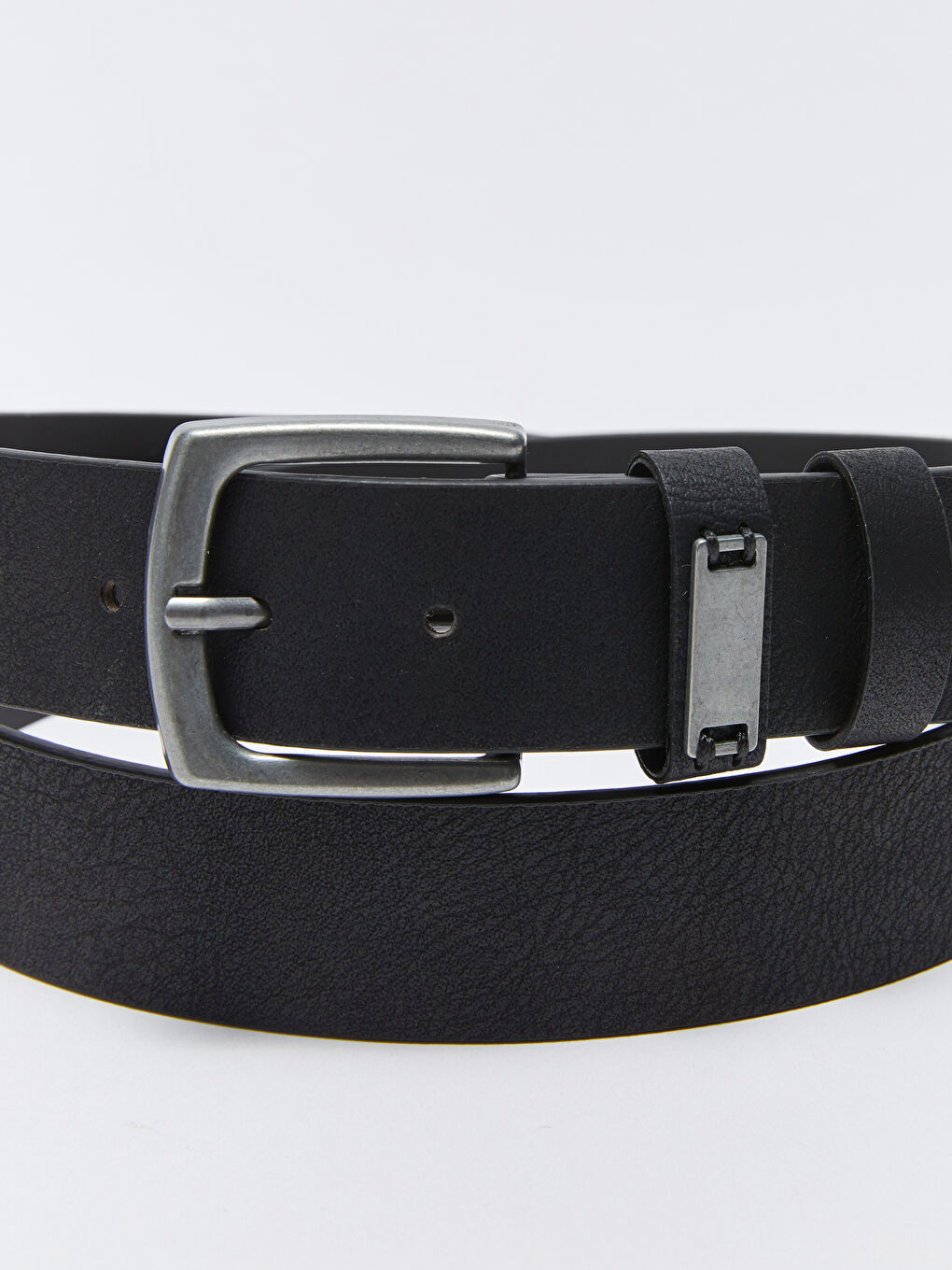 Siyah Deri Görünümlü Erkek Kemer-3