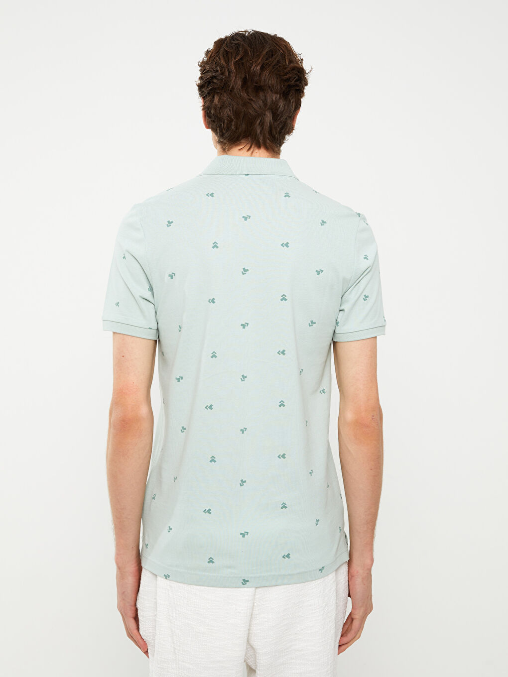 Polo Neck Short Sleeve Patterned Pique Men's T-Shirt-4