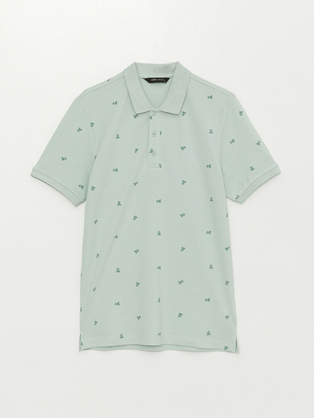 Polo Neck Short Sleeve Patterned Pique Men's T-Shirt-5