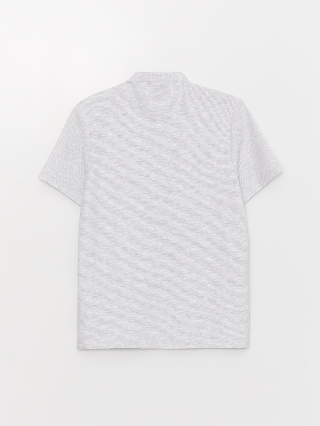 Gri Hakim Yaka Kısa Kollu Penye Erkek Tişört-6