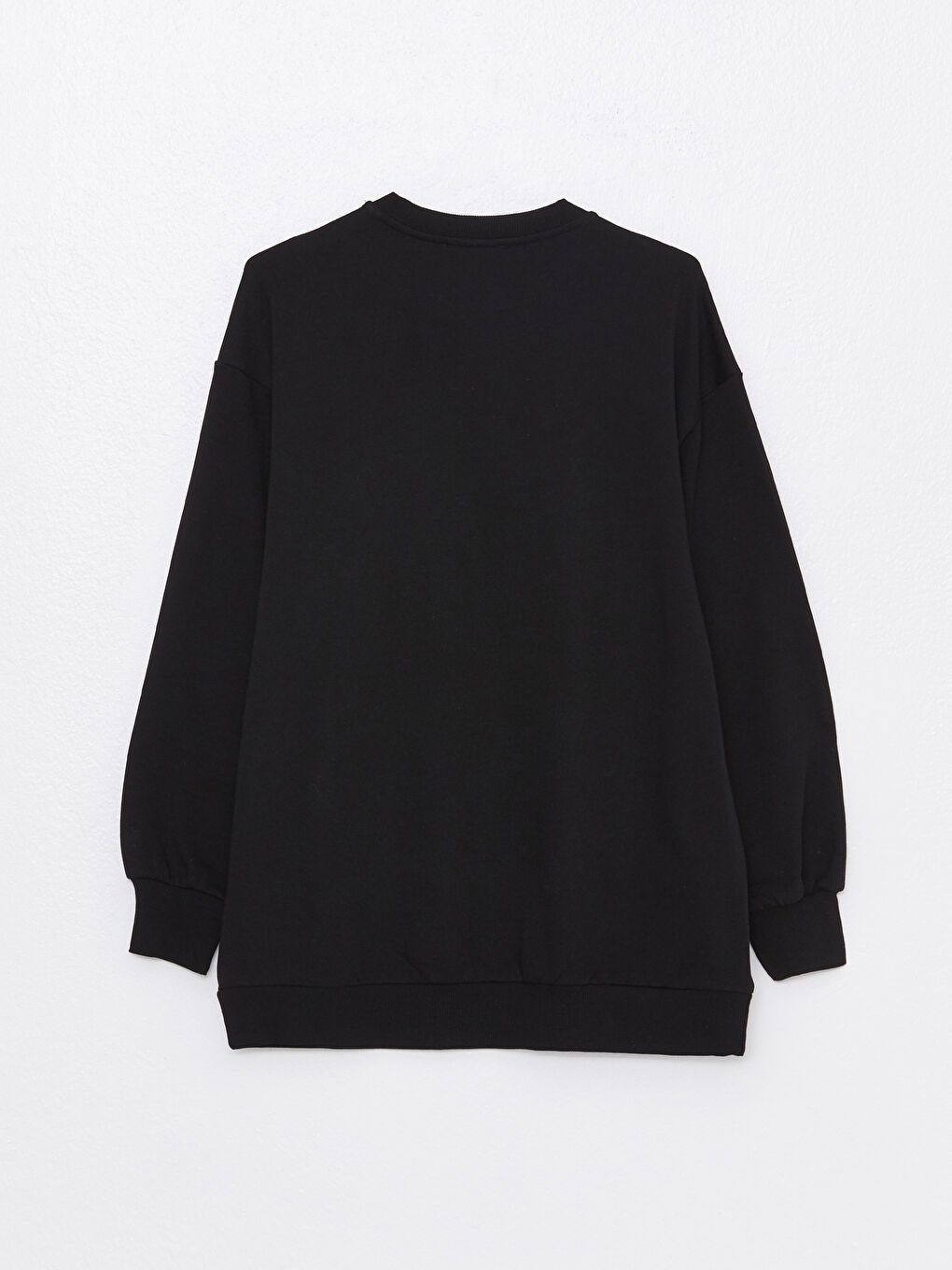 Siyah Bisiklet Yaka Baskılı Uzun Kollu Kadın Sweatshirt-6