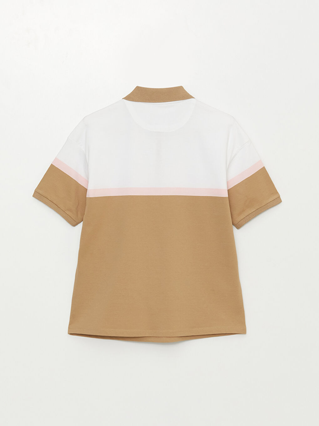 Polo Neck Color Block Short Sleeve Women's T-Shirt-6