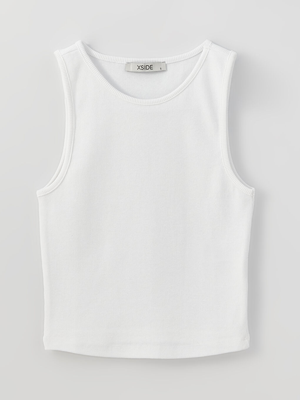 Beyaz Kadın Bisiklet Yaka Düz Crop-5