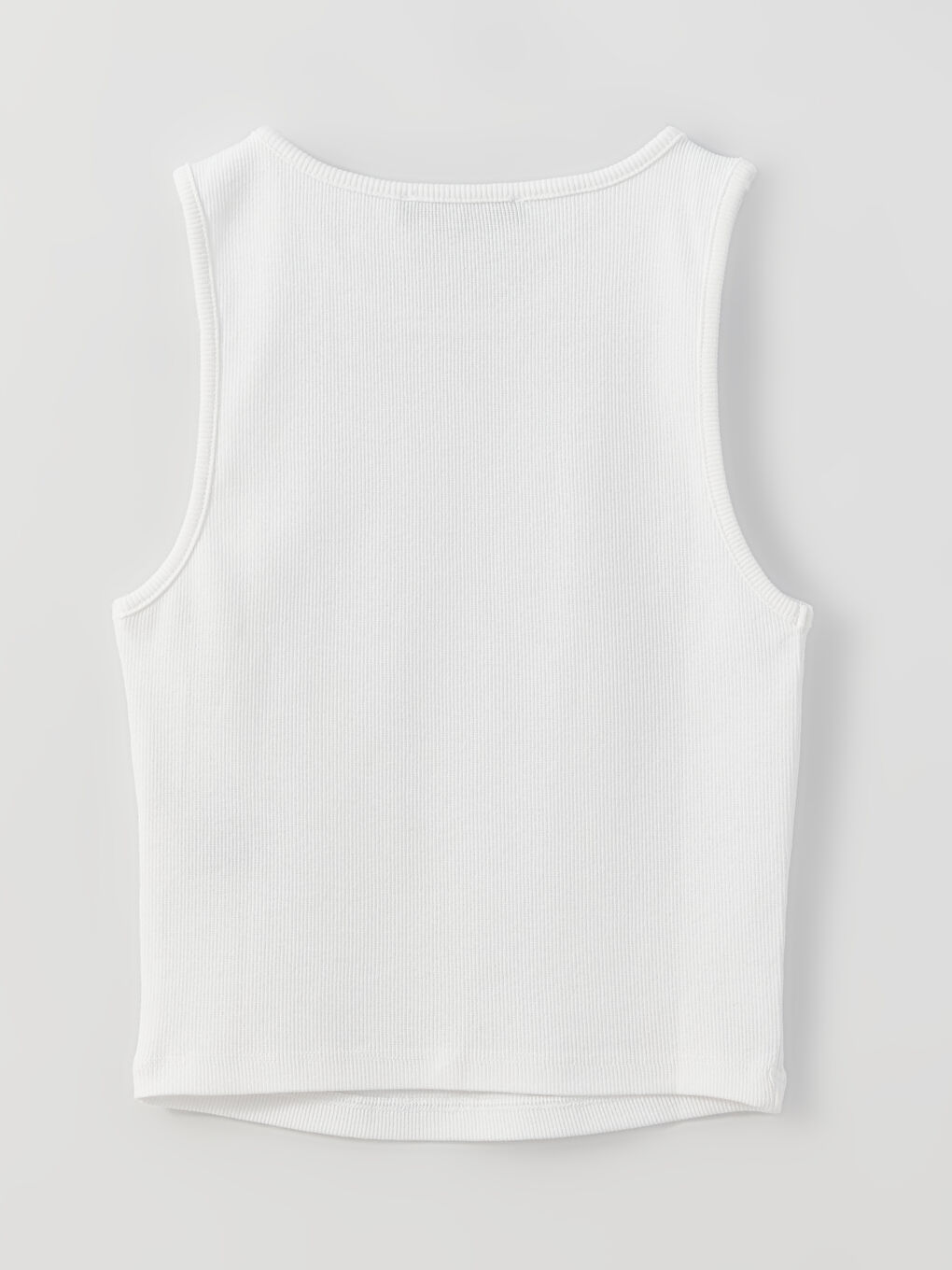 Beyaz Kadın Bisiklet Yaka Düz Crop-6