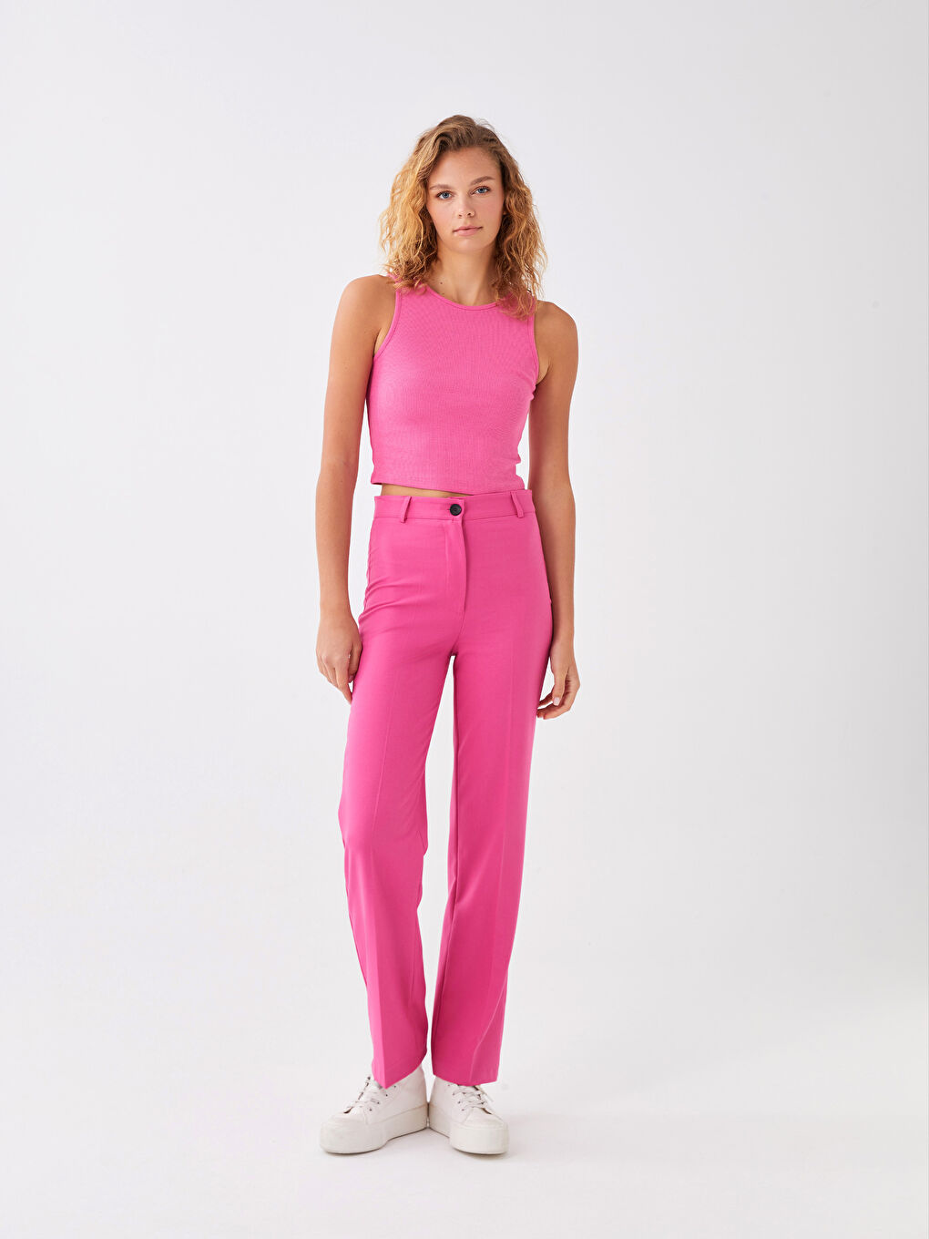 Women's Crew Neck Plain Crop Top-2
