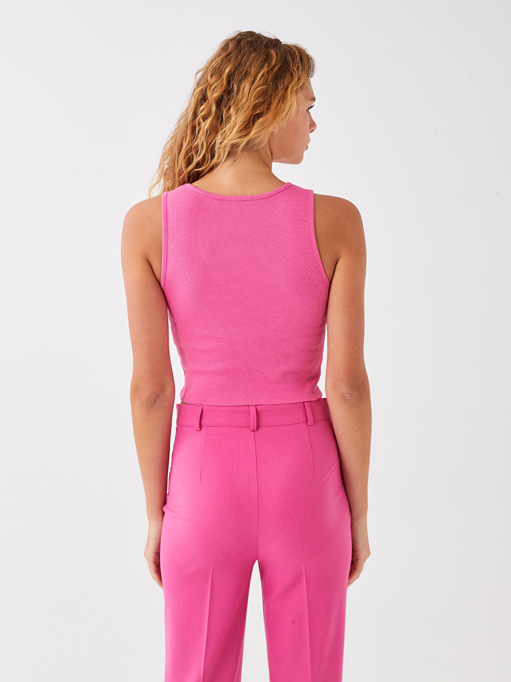 Women's Crew Neck Plain Crop Top-4