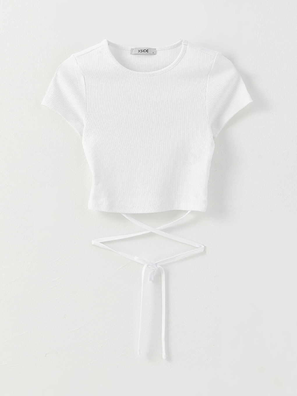 Crop Top Damă Simplu cu Mânecă Scurtă și Guler Rotund-5