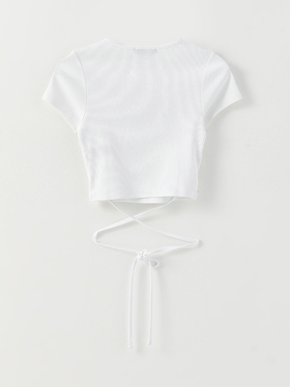 Crop Top Damă Simplu cu Mânecă Scurtă și Guler Rotund-6