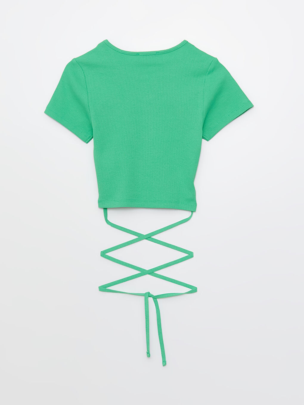 Crew Neck Plain Short Sleeve Women's Crop-6