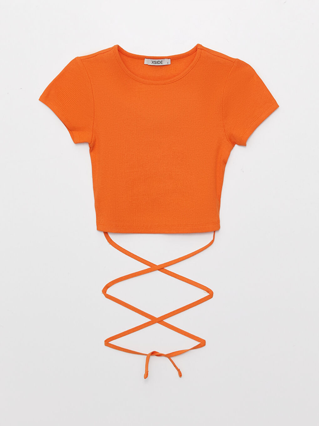 Crew Neck Plain Short Sleeve Women's Crop-5