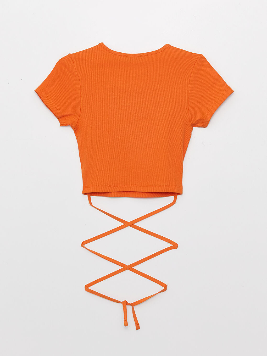 Crew Neck Plain Short Sleeve Women's Crop-6